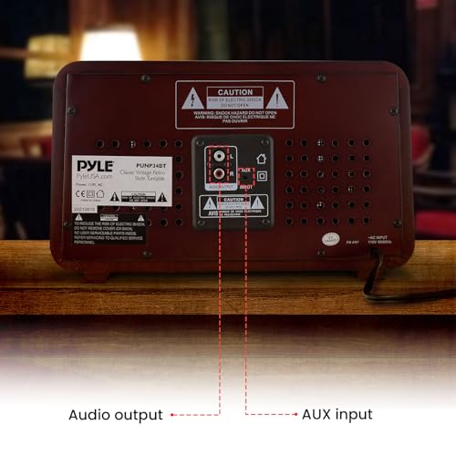 Pyle Retro Wireless Bluetooth Radio Speaker - Classic Vintage Style Audio Sound Receiver System w/Built-in Stereo Speakers, USB, SD Card Slot, AUX, RCA, MP3, AM/FM Tuner PUNP34BT.5