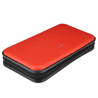 CD DVD Case, 72 Capacity Heavy Duty Wallet, DVD CD Case Holder for Car, Hard Shell Sturdy case, CD Disk Holder, DVD disc Binder, Booklet, Protective Blu-ray Wallet (72 Capacity,Red) - color: Red