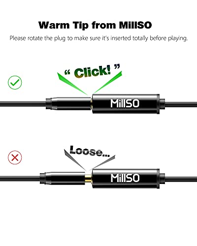MillSO 1/4 to 3.5mm Instrument Cable, TRS Headphone Adapter 6.35mm Female to 3.5mm Male 1/8 to 1/4 Stereo Audio Adapter for Amplifier, Guitar, Piano, Speaker to Phone, Laptop, Headphone - 12inch/30cm - color: Piano Black, size: 1 FT