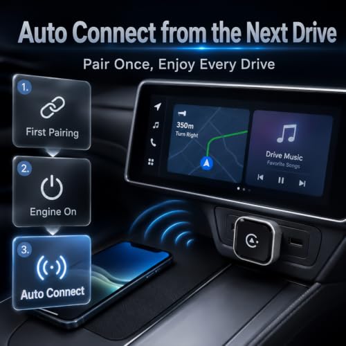 Wireless CarPlay Adapter, Ultra Mini Apple CarPlay Wireless Dongle for Factory Wired CarPlay Cars, Premium Matte Silver, 5GHz WiFi & Bluetooth Plug & Play Auto-Connect, No Delay