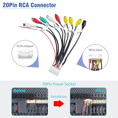 Android Radio RCA Wiring Harness Adapter 20Pin Plug - style: 20Pin Connector with 9RCA Plug