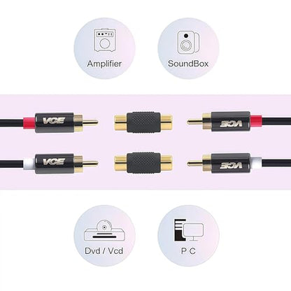 VCE RCA Female to Female Coupler, Gold Plated RCA Adapter, 3-Pack