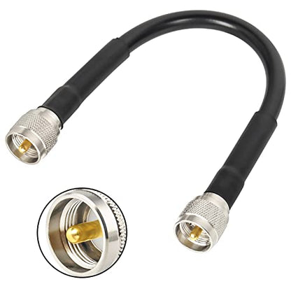 MOOKEERF CB Coax - RG213 Coaxial Cable UHF Male to Male 1FT for Ham/VHF Radio & SWR Meter/Antenna Analyzer - size: 1FT
