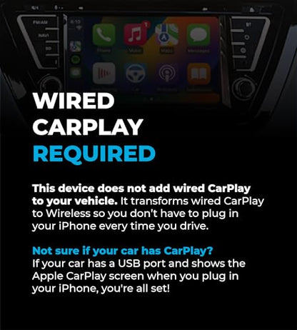 AutoSky Wireless CarPlay Adapter 2025 Pro Edition - Fastest and Most Compact Wireless CarPlay Adapter Factory Wired CarPlay Cars – USB-A and USB-C Cables – Wired CarPlay Required - OTA Updates.