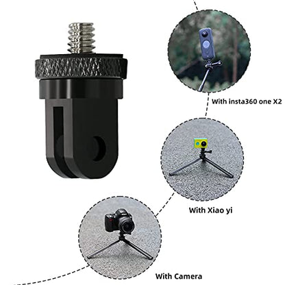 1/4 Inch Aluminum Metal Camera Mount Adapter, Conversion Camera Tripod Mount Compatible with GoPro Hero 13/12/11/10/9/8 Black,DJI Action 6/5 Pro/4/3 and More Action Cameras 1/4 Accessories（2 Packs） - color: Aluminum straight adapter