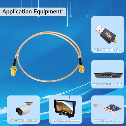 Yuslao WiFi Antenna Extension Cable 2ft 60cm RP-SMA Male to RP-SMA Female Low Loss RG316 Coax Cable (2-Pack) Compatible with WiFi Router USB Adapter Security IP Security Camera PCIE Network Card Modem - size: 2ft / 60cm (2-Pack)