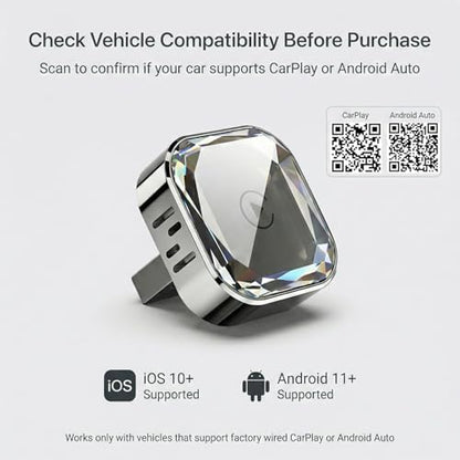 2-in-1 Wireless CarPlay Adapter & Wireless Android Auto Adapter, 5.8GHz Mini Dongle, Converts Factory Wired to Wireless, USB-A/USB-C, Auto Reconnect for Cars 2016+