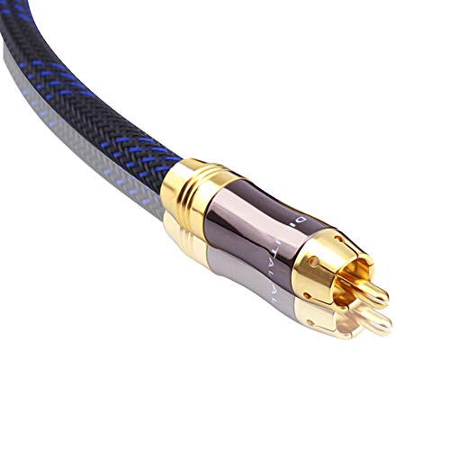 Dual Shielded (OD 8.0mm) 1 RCA Male to 2 RCA Male Audio Cable RCA Y-Adapter Subwoofer Cable (4 Feet) - size: 4 Feet