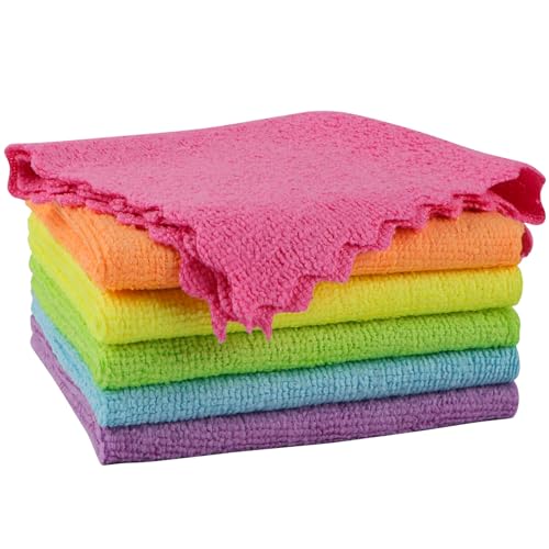 Orighty Microfiber Cleaning Cloth 6 Pack, Cleaning Rags 12x11 inch - color: Multicolor, size: 6 Pack