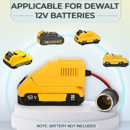 Tonsim 12V Battery Adapter for Dewalt 12V Max Battery to Cigarette Lighter Socket, Cordless Tool Converters for Power Wheel & Car Appliances Compatible with Dewalt Flexvolt XR Battery