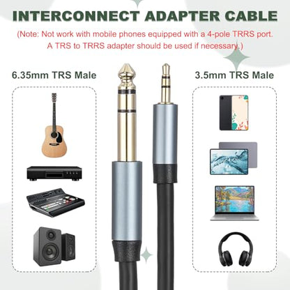MECCANIXITY 1/4" to 1/8" Stereo Audio Cable 6.35mm to 3.5mm Male 7FT Black - size: 7FT