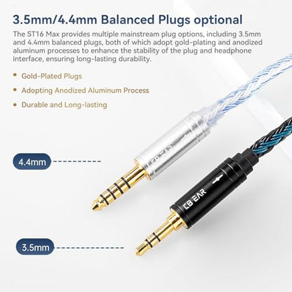 keephifi 5ft 2 Pin IEM Cable, KBEAR ST16-Max 1.5m in Ear Monitor Cable Earbud Wire, 16-Strand SPC HiFi Headphone Cable for Truthear x Crinacle Zero?Moondrop Blessing 3, Kiwi Orchestra Lite etc - color: Black, style: 3.5 2PIN