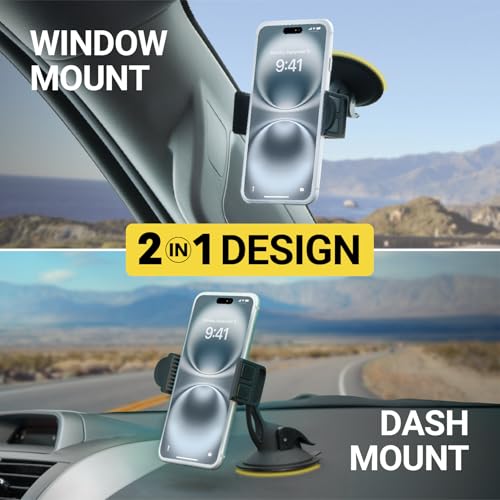 Scosche HDVM Universal 3-in-1 Vent/Windshield/Dashboard Cell Phone Holder Car Mount, Suction Cup Phone Mount with Vent Clip, Compatible with iPhone 16/15/14/13/12 & Mobile Phones up to 3.5 inches - style: Dash / Vent