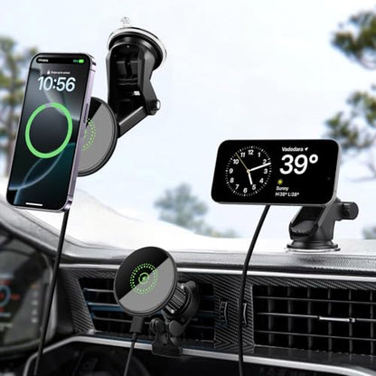 25W Magnetic Fast Wireless Car Charger Phone Holder Compatible with Magsafe, iPhone 17 16 15 14 13 12, Air Vent Dashboard Windscreen Mount