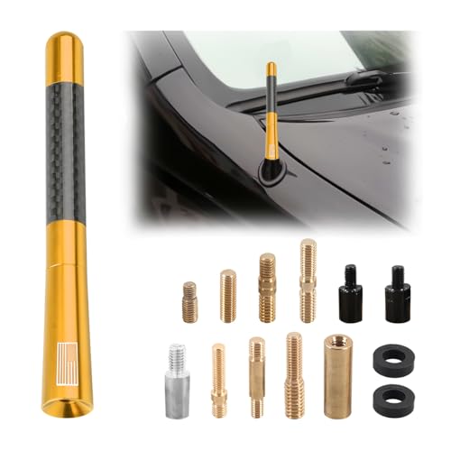 BESULEN 4.7 Inch Car Short Antenna, American Flag Design, Gold - color: Gold, size: 4.7 Inch