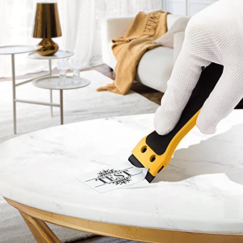 EHDIS 2pcs Plastic Razor Scraper 6-inch Long Handle Adhesive Remover Tool with 100 Double-Edge Blades for Window Tint Vinyl Scraper Decal Sticker Glue Remover (yellow) - color: Yellow