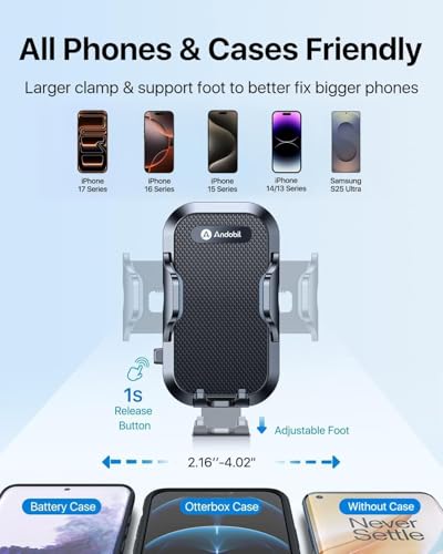 andobil Military-Grade Cup Holder Phone Holder, [Solidest Metal Gooseneck] Universal Cup Phone Holders for Your Car Truck Golf, 360° Adjustable Cup Holder Cell Phone Mount for iPhone Samsung Google - style: Gooseneck-Black
