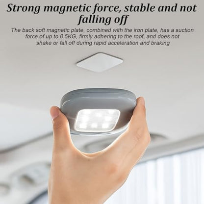 Car Interior Ceiling Roof Lights, 10LED Magnetic USB Rechargeable Vehicle Dome Lamp, Wireless Battery Powered Automotive Roof Lights, Universal for SUV Caravan Truck (Gray) - color: Gray
