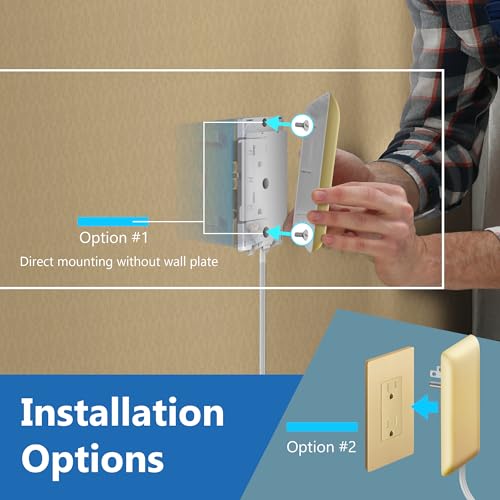 LIDER Outlet Extender with 3 Receptacles, 12W USB-A & USB-C, Flat-Face - color: Gold, size: 1 Pack