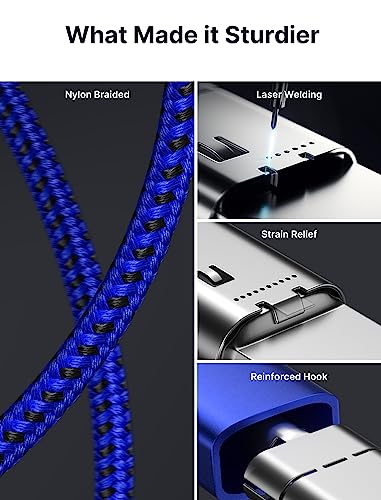 JSAUX 100W USB C to USB C Cable [2-Pack 6.6FT], PD Fast Charging, Blue - color: Blue, size: 6.6ft+6.6ft