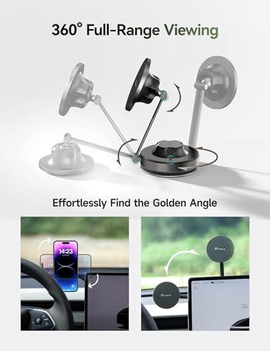 TPARTS Vacuum Suction Magnetic Phone Holder for Tesla Model Y/3/X/S - color: Mag safe Vacuum Wireless Charger