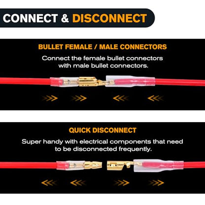 Nilight 400PCS 3.9mm Bullet Connectors with Insulation Cover - color: 400PCS Bullet Connectors