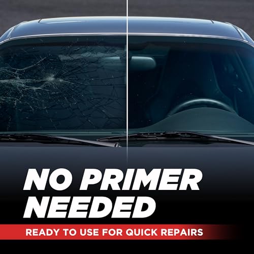 Urethane Windshield Adhesive - Quick Curing & Weather Resistant Auto Glass Adhesive, Vertical & Overhead Application, Windshield Repair Kit with Gloves, Applicator Tip & Cartridge - 310ml Black