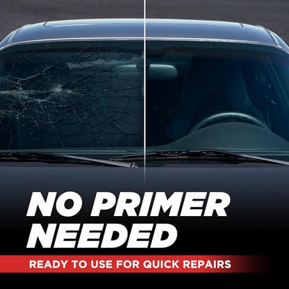 Urethane Windshield Adhesive - Quick Curing & Weather Resistant Auto Glass Adhesive, Vertical & Overhead Application, Windshield Repair Kit with Gloves, Applicator Tip & Cartridge - 310ml Black