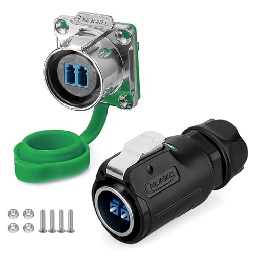 CNLINKO LP-24 Fiber Optic Connectors, LC Single Mode Dual Core Outdoor Sunlightproof Optical Connector, Panel Mount Receptacles Socket IP67 Aviation Plug Waterproof Connector M24 (Fiber Optic Set) - size: Set, style: M24 Fiber Optics Connectors