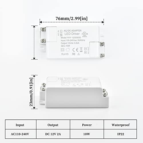 Lustaled 10W DC 12V LED Driver Transformer - 110V AC to 12V DC Constant Voltage Switching Converter - Waterproof IP22-2-Pack - style: 10W 12V - 2 Pack