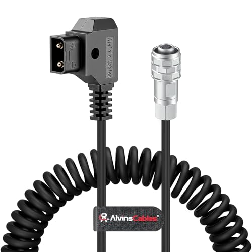 Alvin's Cables Dtap to BMPCC 6K 4K Coiled Power Cable for Blackmagic Pocket Cinema Camera 4K| 6K| pro V Mount Battery, Weipu 2 Pin Female to D Tap - color: Coiled