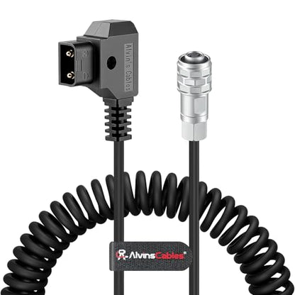 Alvin's Cables Dtap to BMPCC 6K 4K Coiled Power Cable for Blackmagic Pocket Cinema Camera 4K| 6K| pro V Mount Battery, Weipu 2 Pin Female to D Tap - color: Coiled