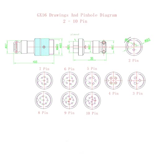 GX16 5 Pin Cable Double Female Head Aviation Cordset, GX16 5 Pin Panel Mount Circular Metal Aviation Connector Adapter Female to Female 20AWG（10Meter） - size: 32.8ft