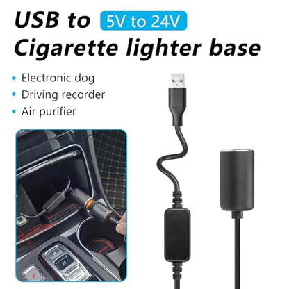 GINTOOYUN USB A Male to 12V 18W Cigarette Lighter Booster Cable Socket Adapter Power Cable for Dash Cam, GPS, Car Led Light Strips, and Other Automotive Electronics(0.98FT/0.3M) (1)