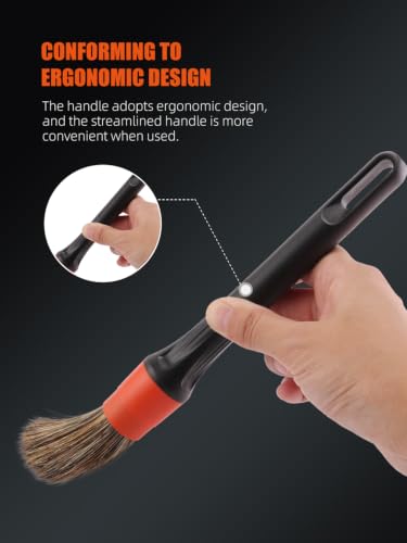 Car Drill Brush, Drill Brush Attachment SPTA 5Pcs Detachable Car Care Detailing Brush Set Soft No Scratch Boar Hair Detail Brush Car Care Detail Brush for Air Vent Automotive Interior Exterior -DF075 - color: Car Detail Brush Set 7