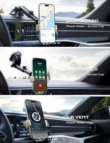 Wireless Car Charger, 15W Fast Charging Auto Clamping Car Charger Phone Mount Phone Holder fit for iPhone 15 14 13 12 11 Pro Max Xs, Samsung Galaxy S24 Ultra S23 S22 S21, S20, S10+, Khaki - color: Khaki