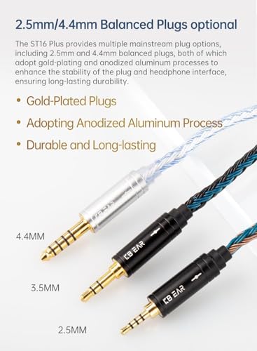 keephifi 6ft ZS10 Pro IEM Cable 3.5mm, KBEAR ST16-Plus 2m Silver-Plated Upgrade Earphone Cable with 3.5mm Gold-Plated Plug for KZ EDX PRO/Castor/DQS/ZAX/ZAR/ZAS/ZS10 PRO/ZSN PRO X - color: SilverBlue, style: 3.5 QDC
