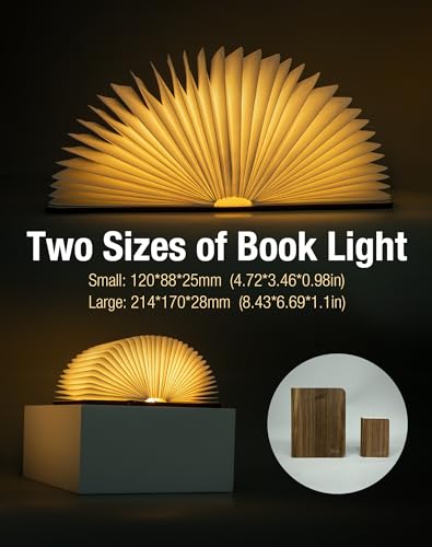 8.3 in Wooden Book Lamp, Book Lovers Gifts,Teacher Appreciation Gifts - color: Walnut, size: Large