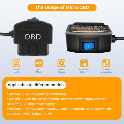 GELRHONR Right Angle OBD Power Cable for Dash Camera, USB C OBD2 Dashcam Hardwire Kit with 24 Hours Surveillance and Acc 2 Mode 11.5FT, for EV Hybrid Fuel Vehicles(Right Angle USB C Black) - color: Right Angle USB C Black
