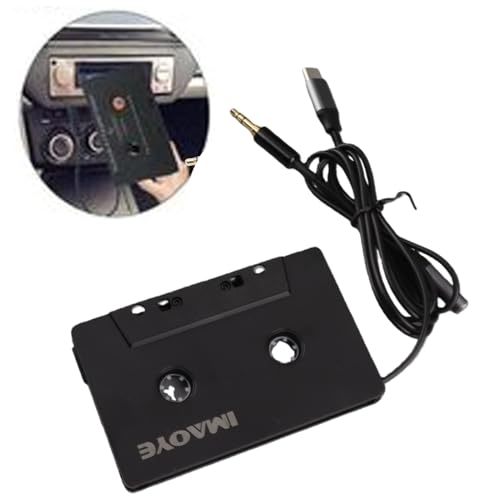 Yoidesu Car Cassette to AUX Adapter, Universal 4 Channel Output Cassette Tape Converter with 3.5mm Type C Auxiliary Cable, for Smartphones MP3 Players Car Stereos