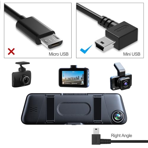 Mini USB Cable 90 Degree 2Pack 6ft for Garmin Nuvi for Canon PowerShot/Rebel/EOS/DSLR/ELPH,Dash Cam,SatNav,Camcorders,Car,Camera USB Cable Right Angle Mini-B Charger Cord Data Sync Charging Adapter - size: 6ft