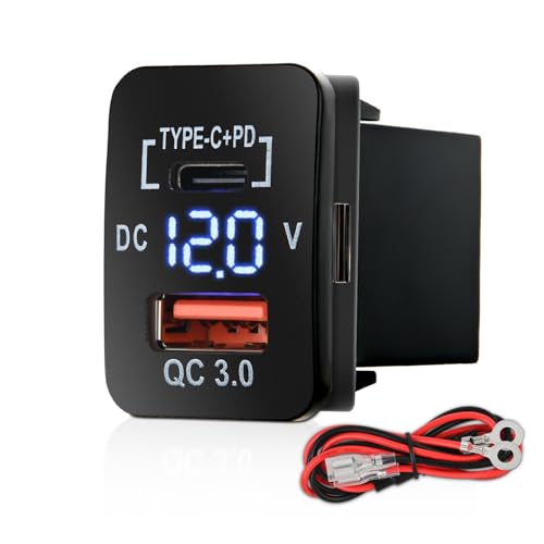 Nilight Rocker Switch Style USB Outlet Socket LED Voltmeter 1.28" x 0.87" - style: USB+ PD Type C