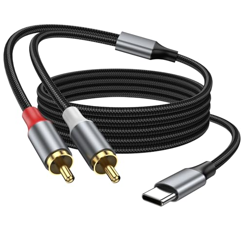 USB C to RCA Audio Cable 3.3FT, USB C to 2 Male Y RCA Audio Splitter Cord Adapter for iPad, Phone, Laptop, Tablet, Galaxy, Pixel, Home Theater, DVD, Amplifier, Speaker, Car Stereo - size: 3.3FT