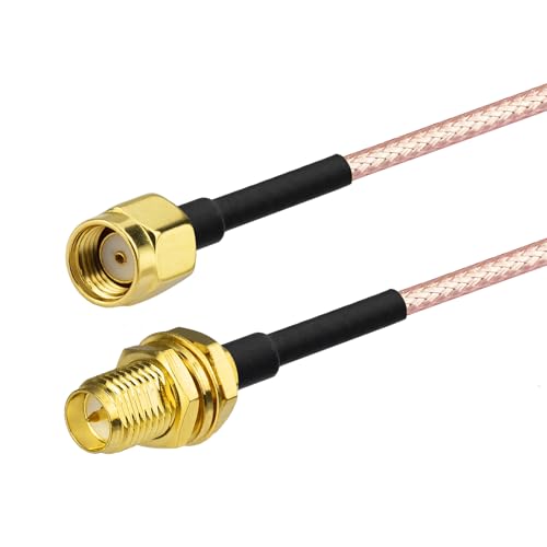 Yuslao RP-SMA Male to RP-SMA Female Bulkhead Mount RG316 Antenna Extension Cable 12inch 30cm Compatible with WiFi Router USB Adapter Security IP Security Camera PCIE Network Card Modem (2-Pack) - size: 12 inch / 30cm (2-Pack)