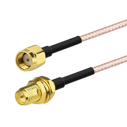 Yuslao RP-SMA Male to RP-SMA Female Bulkhead Mount RG316 Antenna Extension Cable 12inch 30cm Compatible with WiFi Router USB Adapter Security IP Security Camera PCIE Network Card Modem (2-Pack) - size: 12 inch / 30cm (2-Pack)