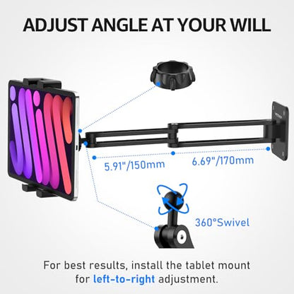 Urmust Tablet Wall Mount Holder for iPad, 4.7-15.6" - size: 2 Arm Pro-Up to 15.6"