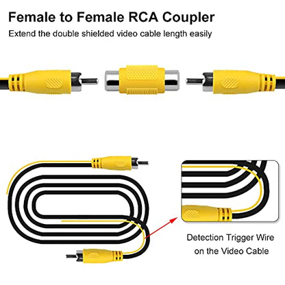 GreenYi Upgraded Double-Shielded (19.69FT / 6M), AV Video Extension Cable with Yellow RCA Video Female to Female Coupler and Power Cable for Monitor and Backup Rear View Camera Connection