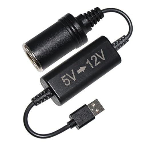 KUNCAN USB to Cigarette Lighter Socket - USB 5V to 12V Female Car Cigar Lighter Converter Cable, 5V to 12V Step Up Cable (0.7A-1.2A, Max 12V1.2A at 5V3.5A) for Dash Cam, Car Fan, Led Light Strip
