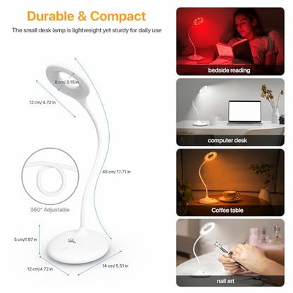 Desk Lamp with 670nm Red Light Therapy for Reading Sleep Bedroom