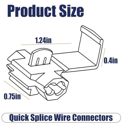 Solderless Quick Splice Wire Connectors,Double Run or Tap,22-18 AWG Red(30 PCS) 18-14 AWG Blue(30 PCS) Lock Snap Electrical Wire Connector(60/Pouch)